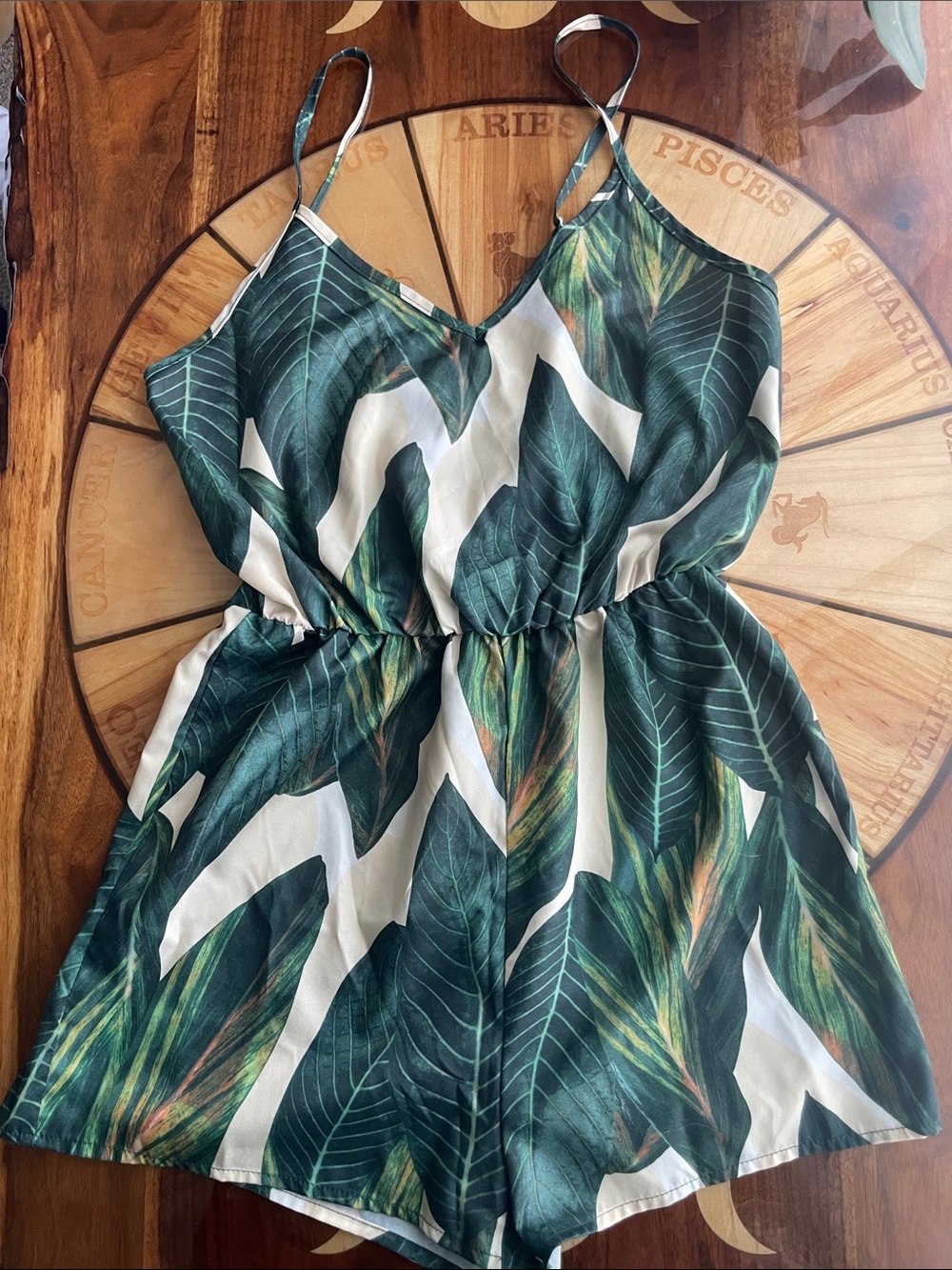 Tropical leaf romper / one piece